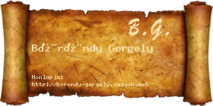 Böröndy Gergely névjegykártya